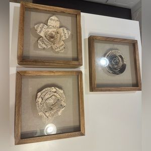 3, floral framed pieces of art